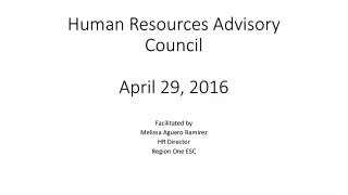 Human Resources Advisory Council April 29, 2016