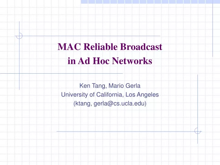 mac reliable broadcast in ad hoc networks
