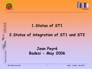 1.Status of ST1 2.Status of integration of ST1 and ST2 Jean Peyré Badesi - May 2006