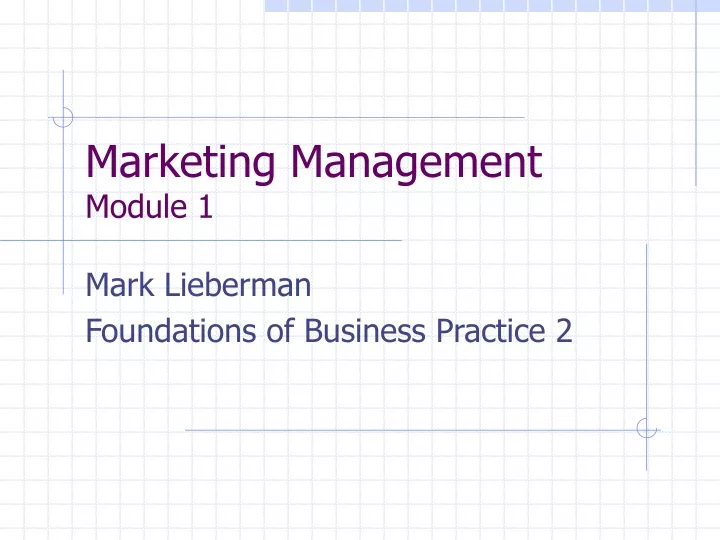 marketing management module 1