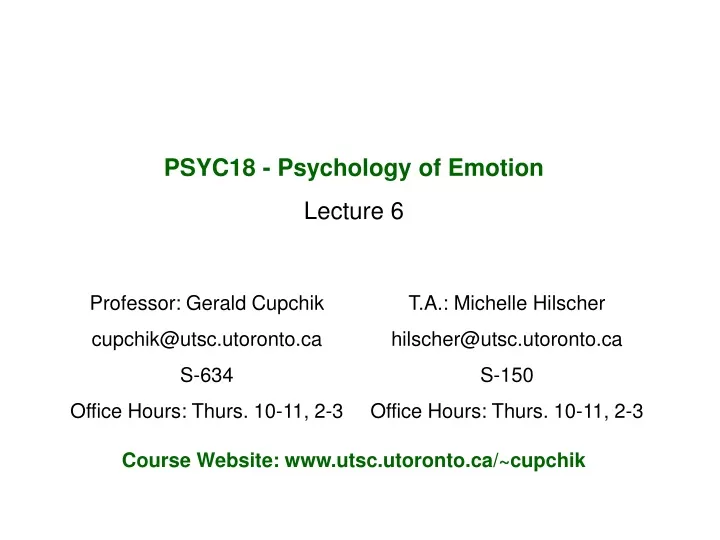 psyc18 psychology of emotion lecture 6
