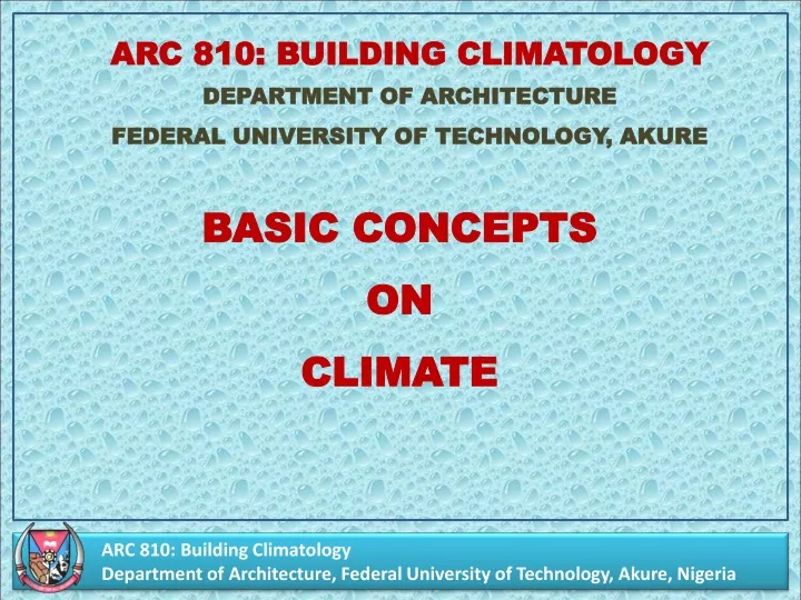 arc 810 building climatology department