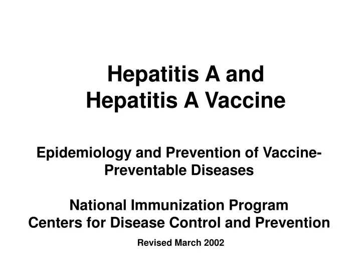 hepatitis a and hepatitis a vaccine