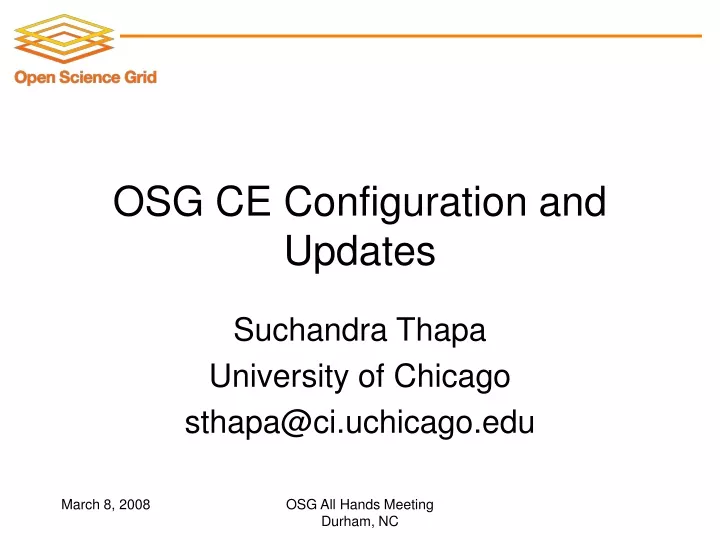 osg ce configuration and updates