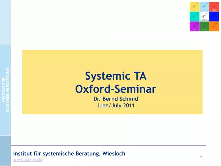 systemic ta oxford seminar dr bernd schmid june