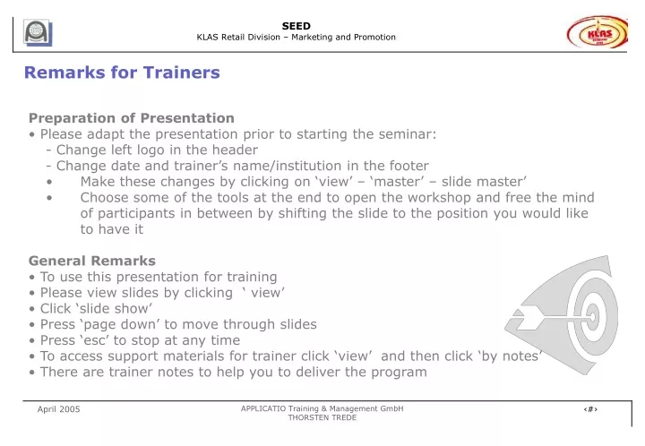 remarks for trainers