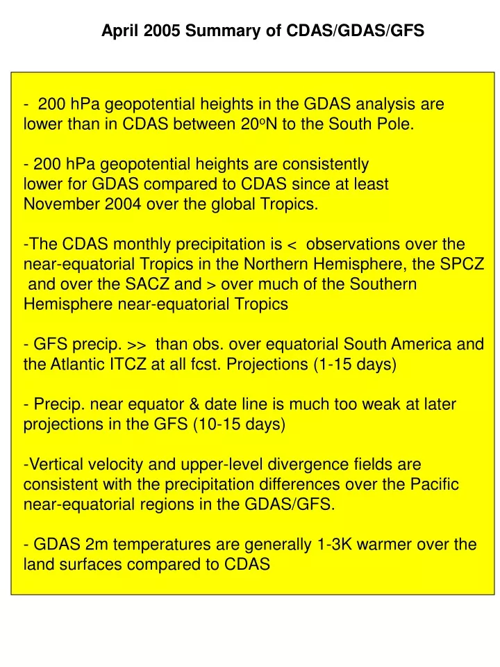 april 2005 summary of cdas gdas gfs