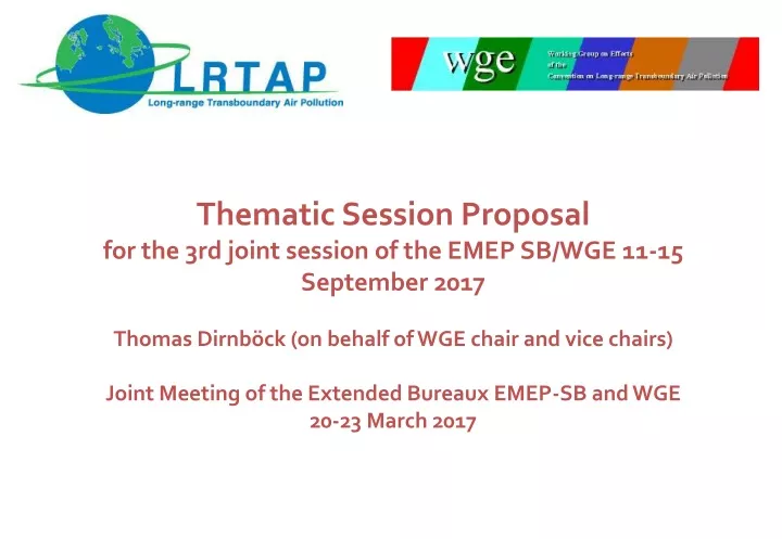 thematic session proposal for the 3rd joint
