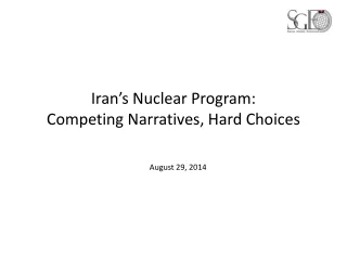 Iran’s Nuclear Program: Competing Narratives, Hard Choices