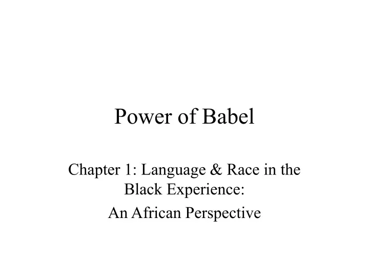 power of babel