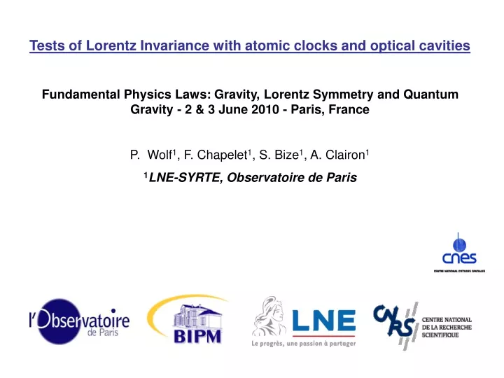 tests of lorentz invariance with atomic clocks