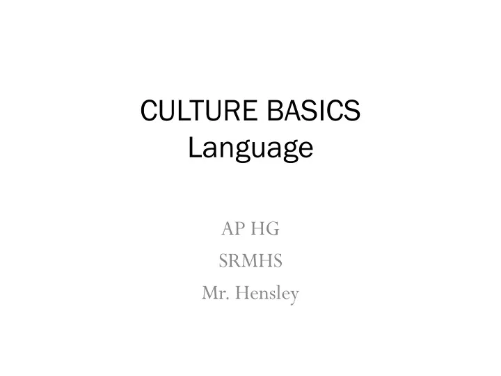 culture basics language