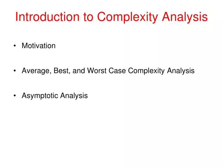 introduction to complexity analysis