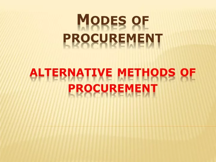 modes of procurement alternative methods of procurement