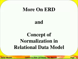 More On ERD  and  Concept of Normalization in  Relational Data Model