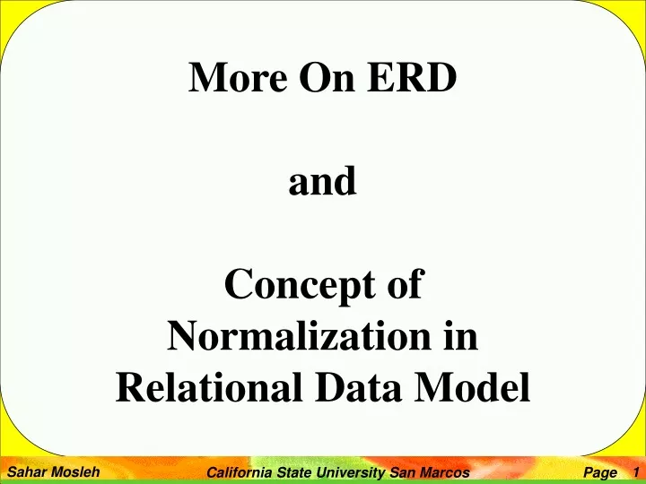 more on erd and concept of normalization