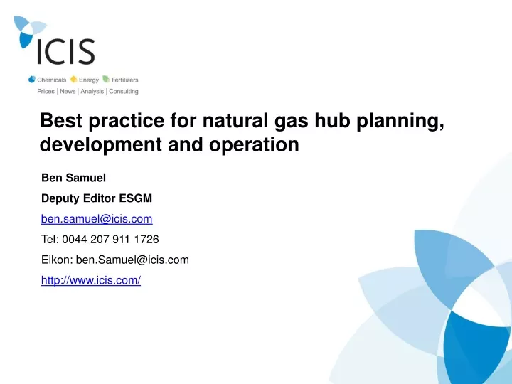 best practice for natural gas hub planning development and operation