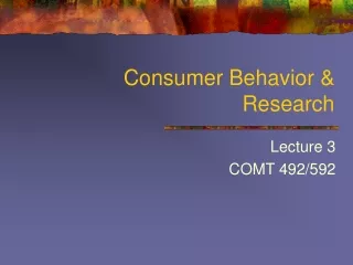 Consumer Behavior &amp; Research