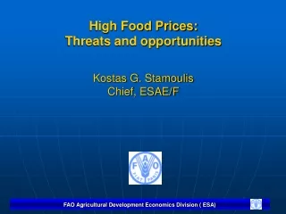 High Food Prices: Threats and opportunities  Kostas G. Stamoulis Chief, ESAE/F