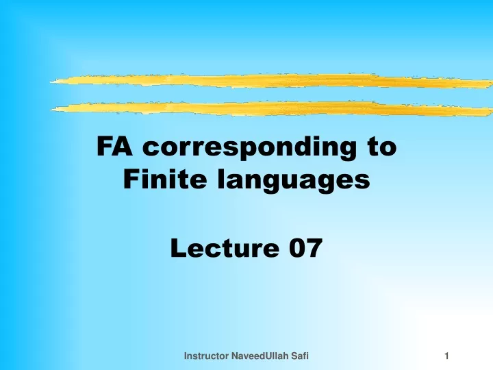 fa corresponding to finite languages