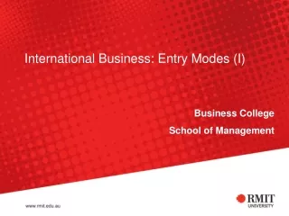 International Business: Entry Modes (I)