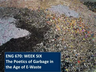 ENG 670: WEEK SIX The Poetics of Garbage in the Age of E-Waste