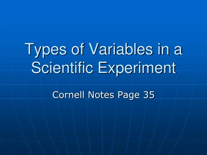 types of variables in a scientific experiment
