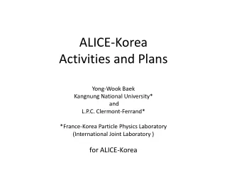 ALICE-Korea  Activities and Plans