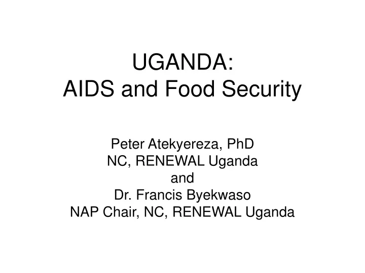 uganda aids and food security