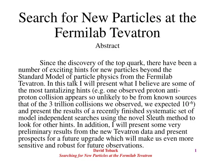 search for new particles at the fermilab tevatron