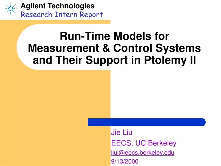 run time models for measurement control systems and their support in ptolemy ii