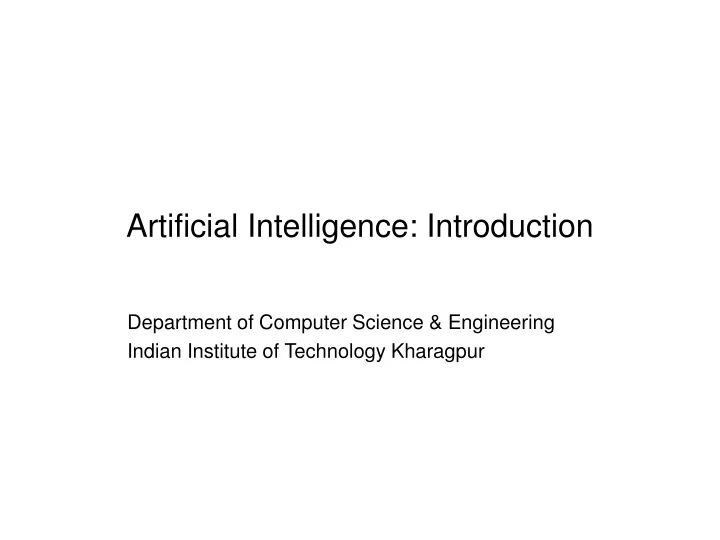 artificial intelligence introduction