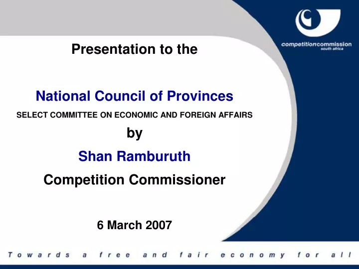 presentation to the national council of provinces