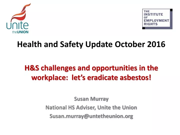 health and safety update october 2016