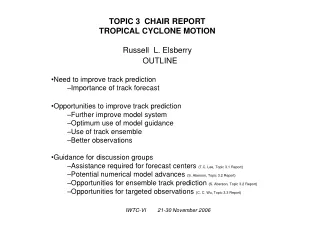 TOPIC 3  CHAIR REPORT TROPICAL CYCLONE MOTION Russell  L. Elsberry
