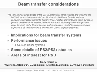 Beam transfer considerations