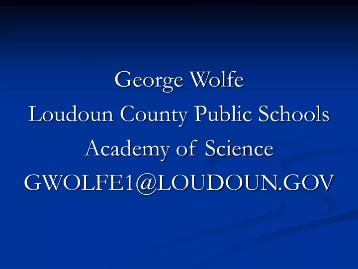 george wolfe loudoun county public schools