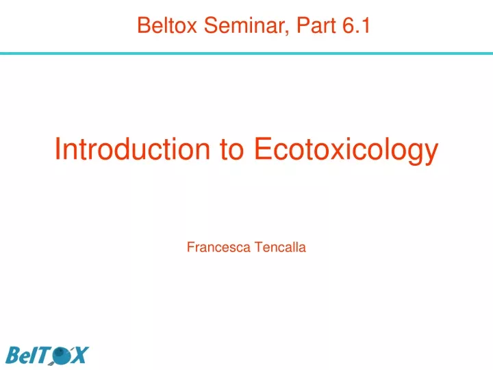 introduction to ecotoxicology