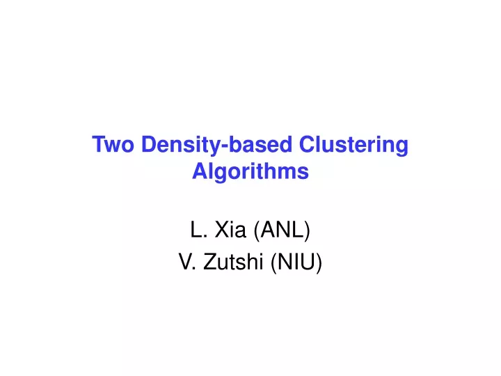 two density based clustering algorithms