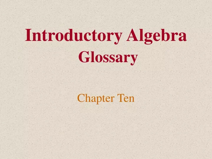 introductory algebra glossary