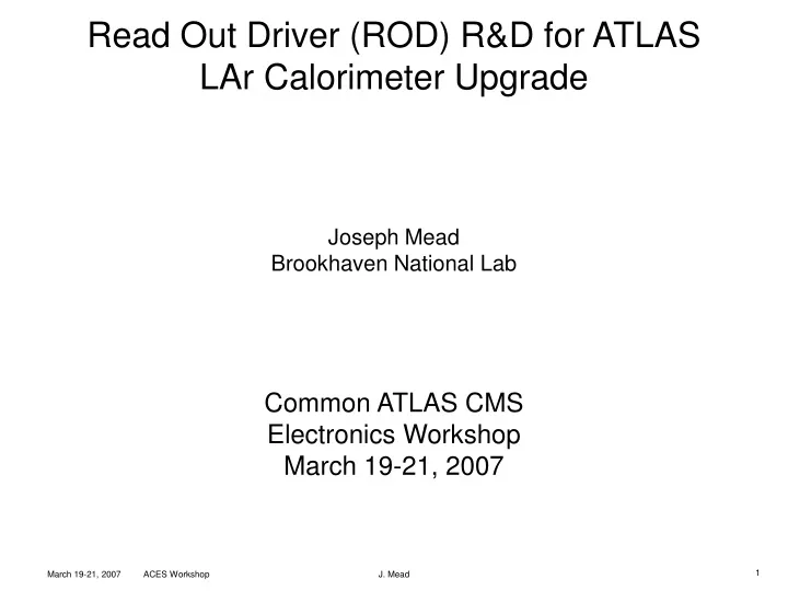 read out driver rod r d for atlas lar calorimeter