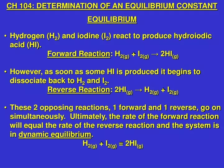ch 104 determination of an equilibrium constant