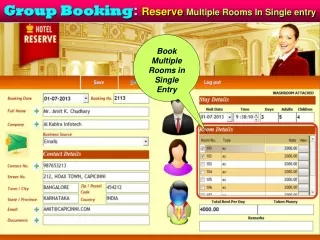 Group Booking :  Reserve  Multiple Rooms In Single entry