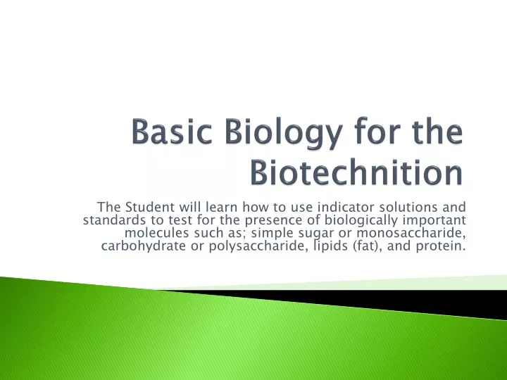 basic biology for the biotechnition