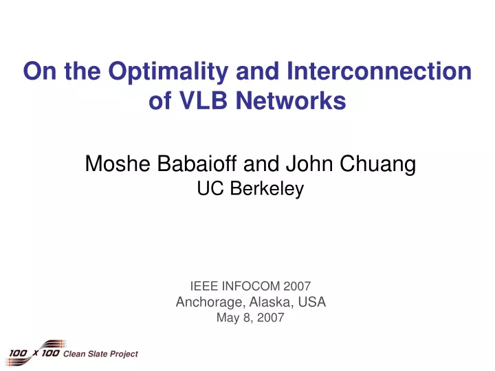 on the optimality and interconnection of vlb networks