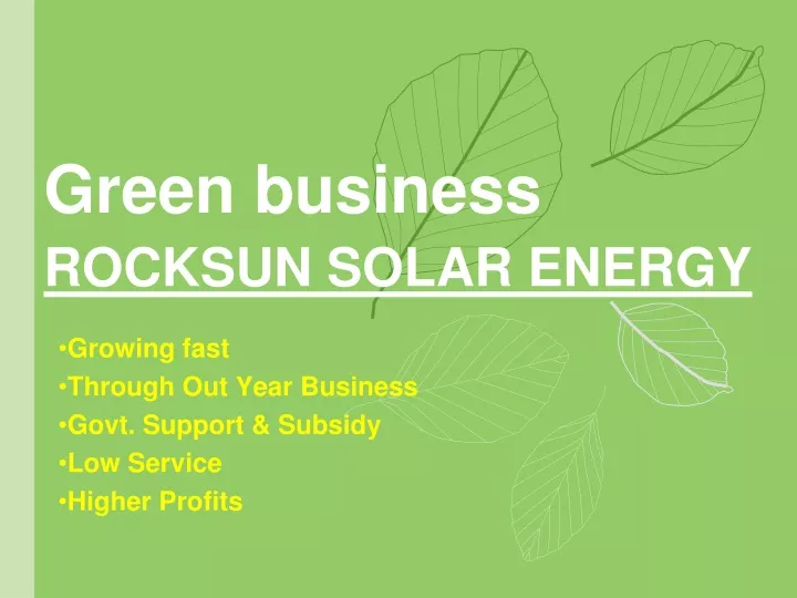 green business rocksun solar energy