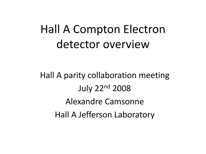 hall a compton electron detector overview
