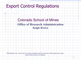 Export Control Regulations