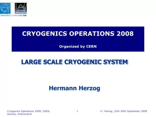 CRYOGENICS OPERATIONS 2008 Organized by CERN