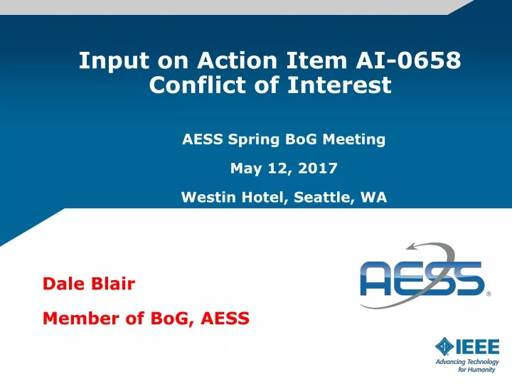 input on action item ai 0658 conflict of interest